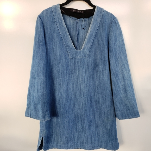 zara denim tunic dress Women's Denim Dresses